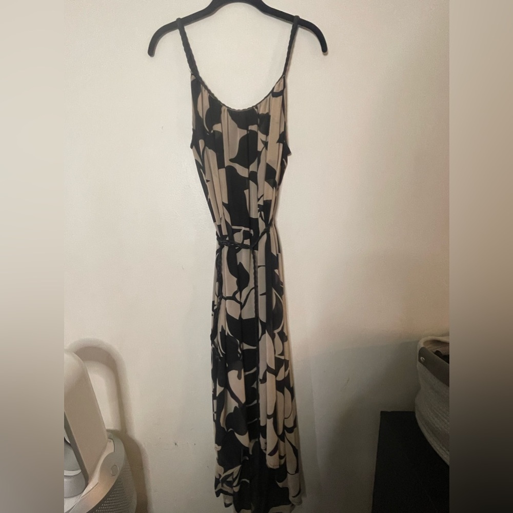 Cute pattern high low dress with belt